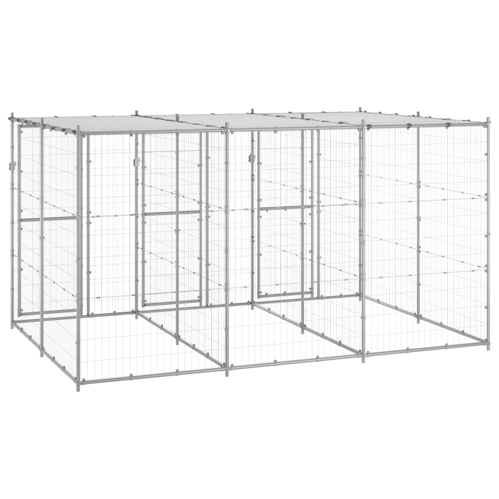 Outdoor-Hundezwinger Stahl mit Überdachung 110x220x180 cm