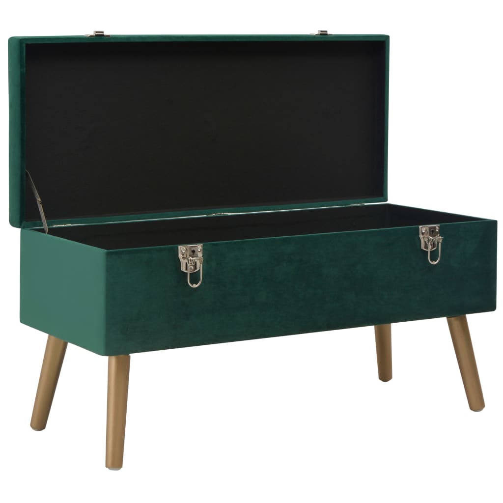 Bank mit Staufach 80 cm Grün Samt