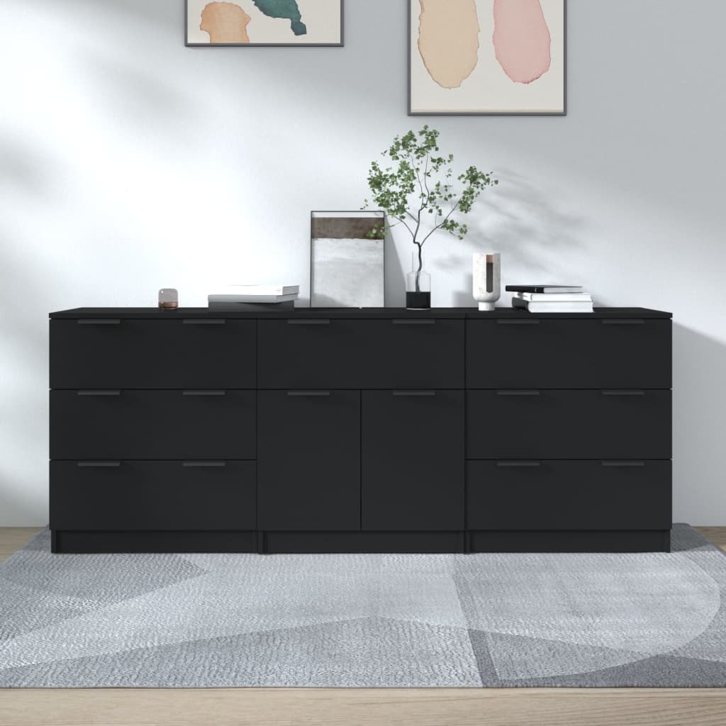 3-tlg. Sideboards Weiß Holzwerkstoff