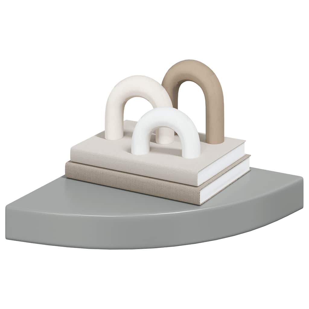 Schwebende Eckregale 2 Stk. Hochglanz-Weiß 25x25x3,8 cm MDF