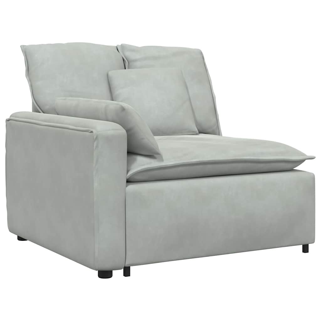 Modulares Sofa mit Fußhocker Kissen Samt Blau