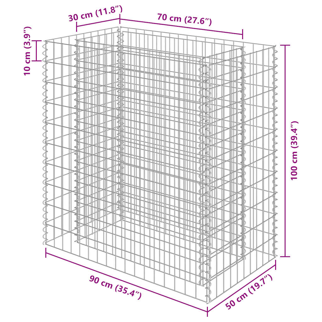Gabionen-Hochbeet Verzinkter Stahl 450×90×100 cm