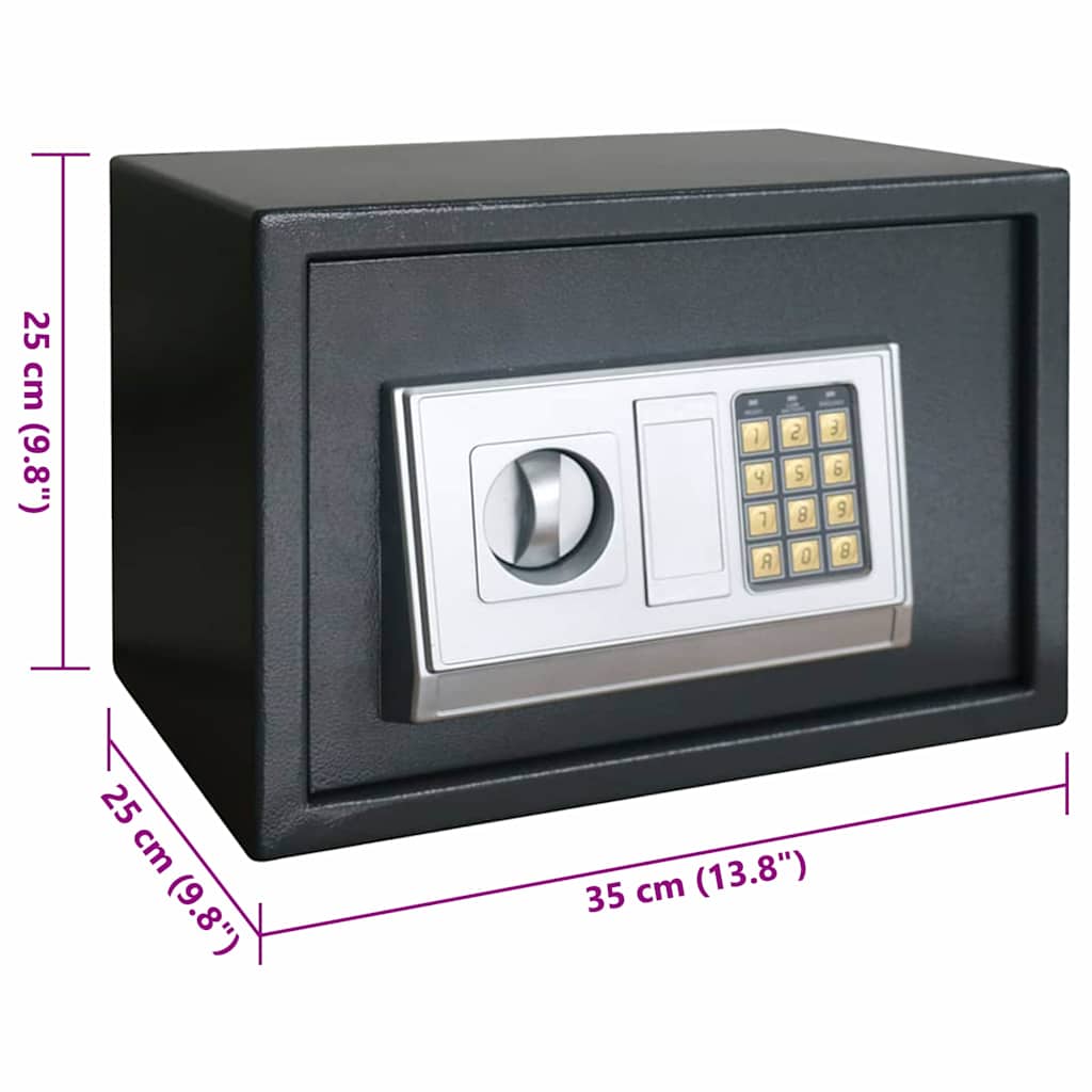 Digitaler Safe mit Schloss Dunkelgrau 23 x 17 x 17 cm Stahl