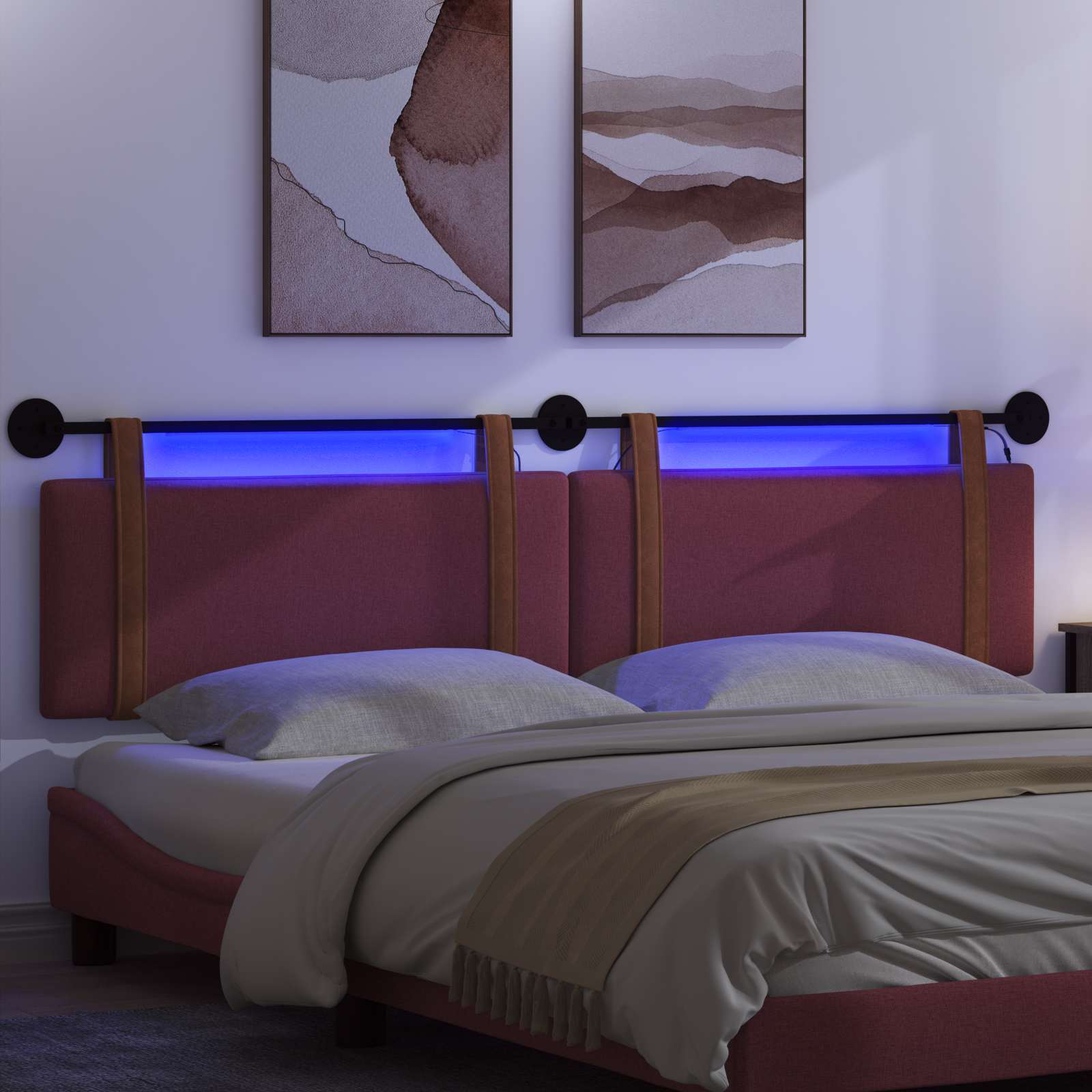 Hängendes Kopfteil Mit LED Licht Wolkengrau Antikes PU
