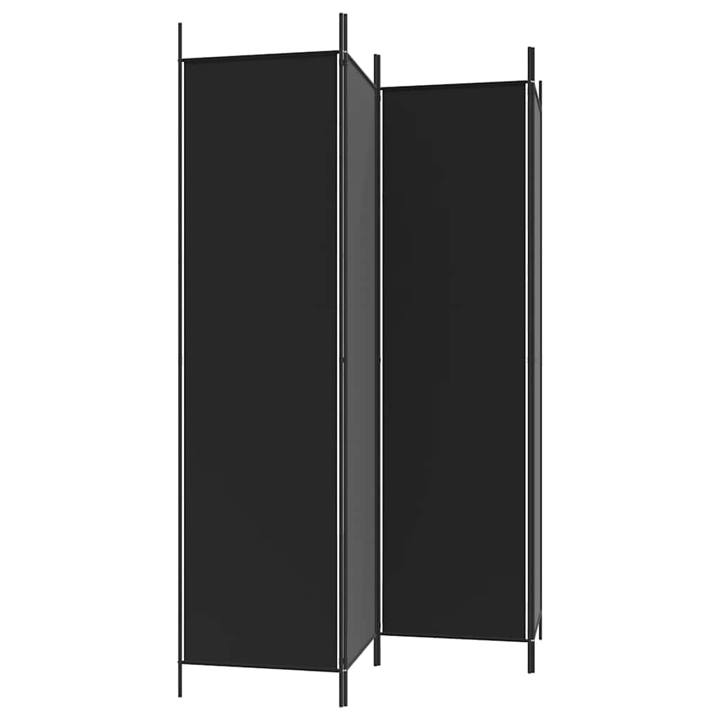 3-tlg. Paravent Schwarz 150x200 cm Stoff