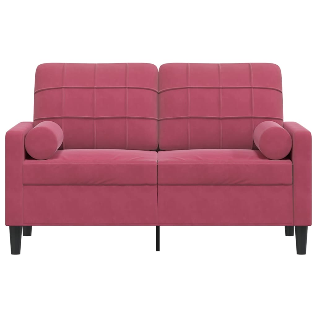 2-Sitzer-Sofa mit Zierkissen Hellgrau 120 cm Samt