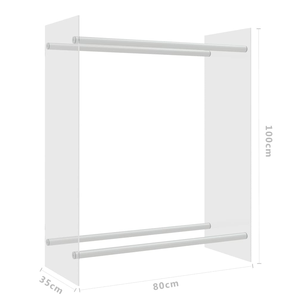 Brennholzregal Schwarz 40x35x100 cm Hartglas
