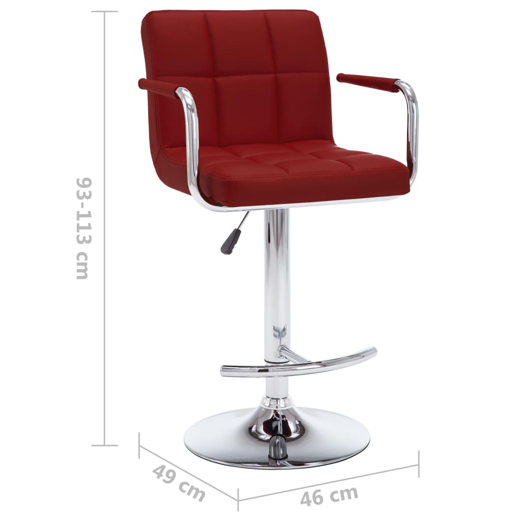 Barhocker 2 Stk. Rot Kunstleder