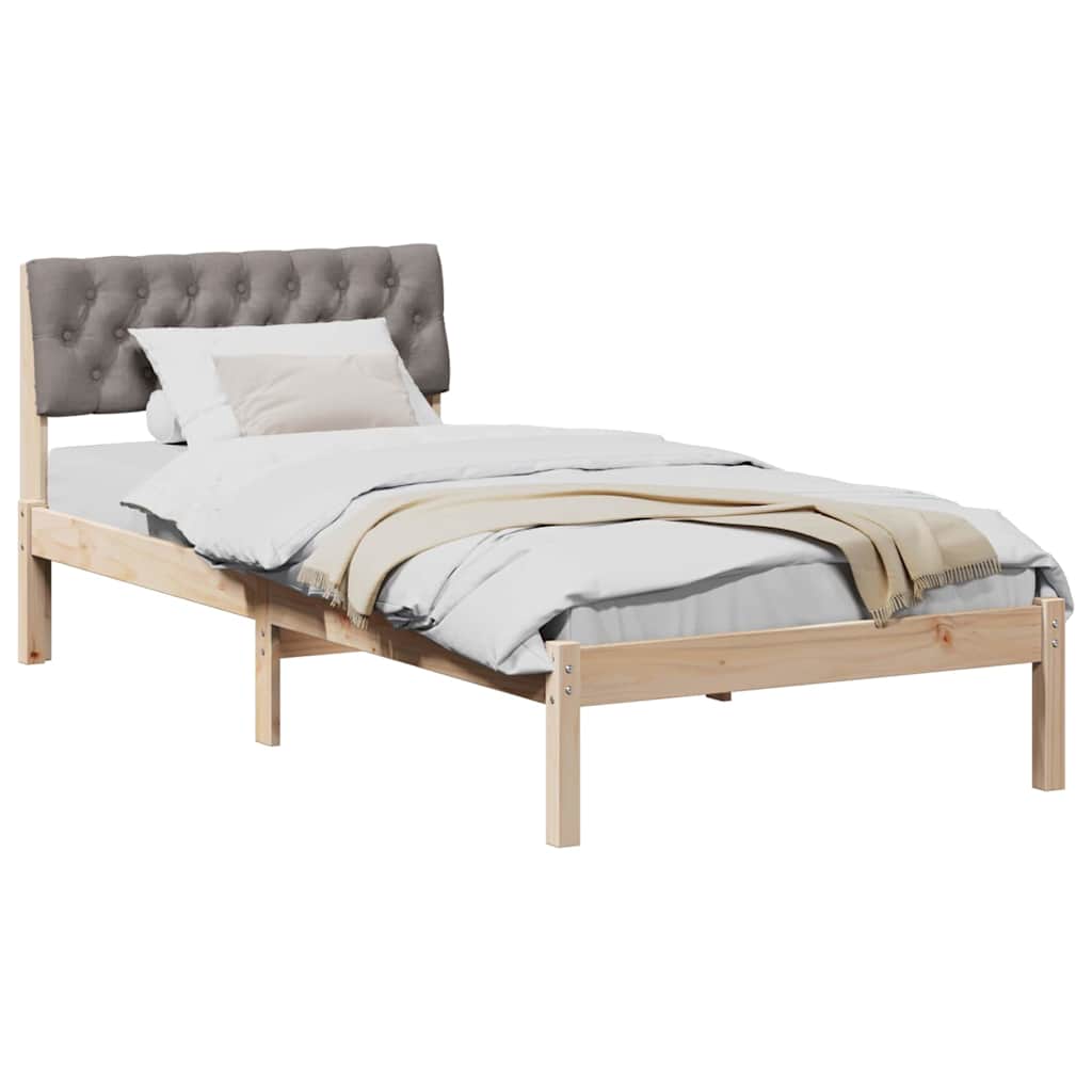 Bettgestell Braun und hellgrau 200 x 200 cm Massivholz Kiefer