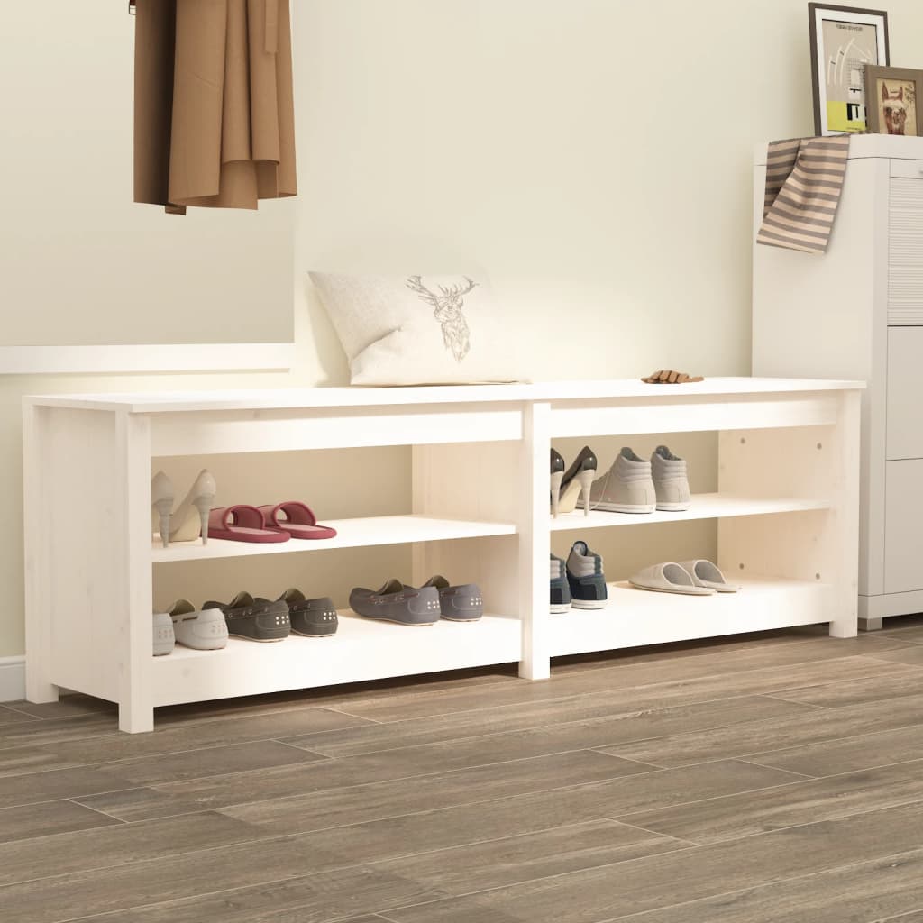 Schuhbank 160x36,5x50 cm Massivholz Kiefer