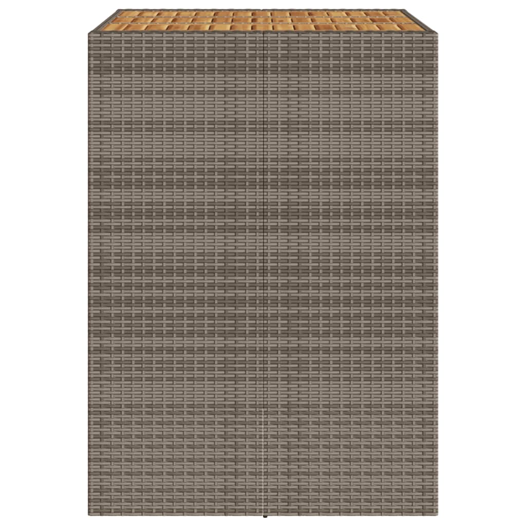 Garten-Bartisch mit Holzplatte Schwarz 105x80x110 cm Polyrattan