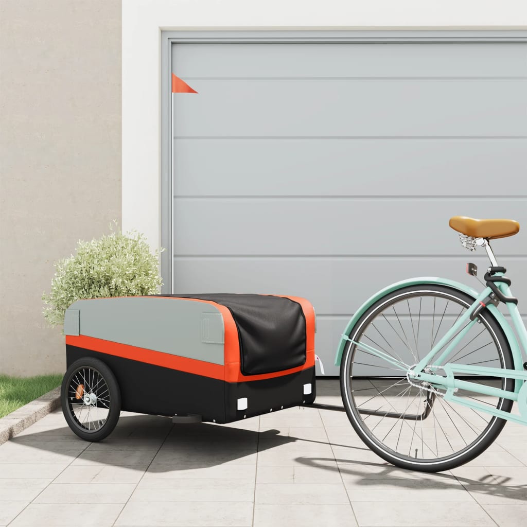 Fahrradanhänger Schwarz und Rot 30 kg Eisen