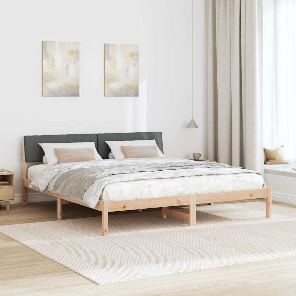 Bettgestell Braun und hellgrau 200 x 200 cm Massivholz Kiefer