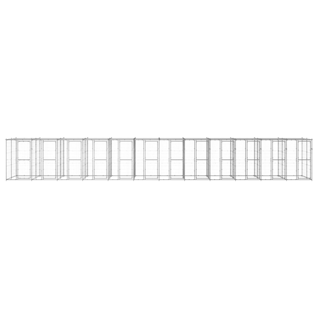 Outdoor-Hundezwinger Stahl mit Überdachung 110x220x180 cm