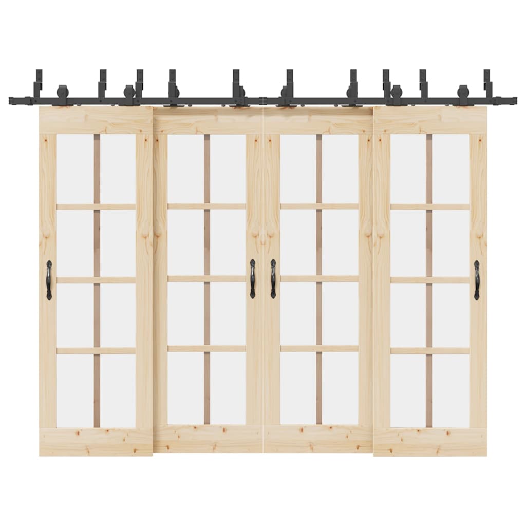 Schiebetürbeschlag-Set 183 cm Stahl Schwarz