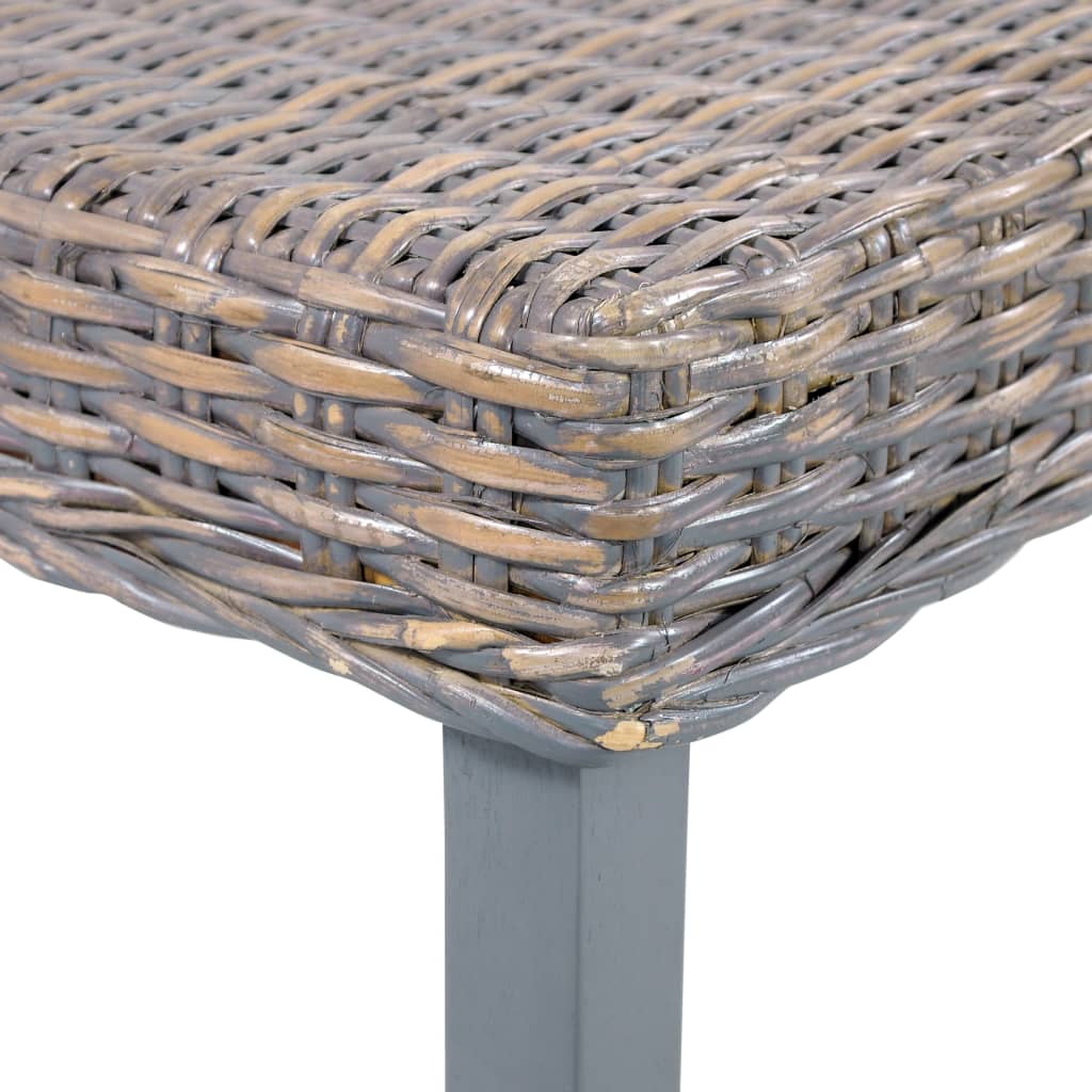 Sitzbank 110 cm Weiß Natur Kubu-Rattan und Massivholz Mahagoni