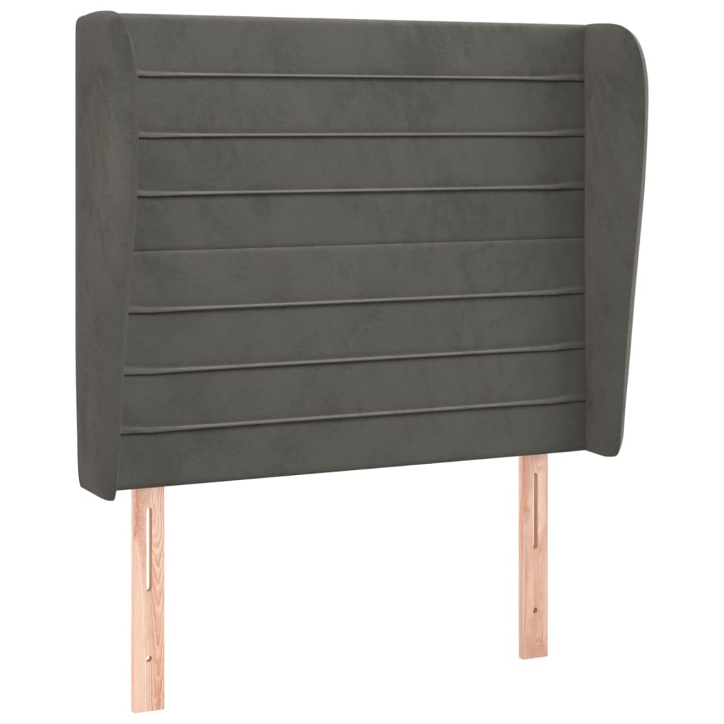 Kopfteil mit Ohren Dunkelblau 203x23x118/128 cm Samt