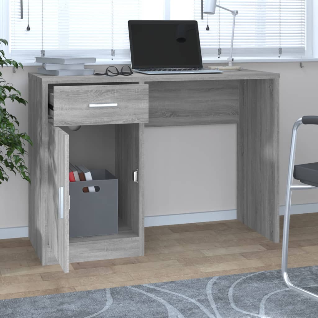 Schreibtisch mit Schublade und Schrank Eiche 100x40x73 cm