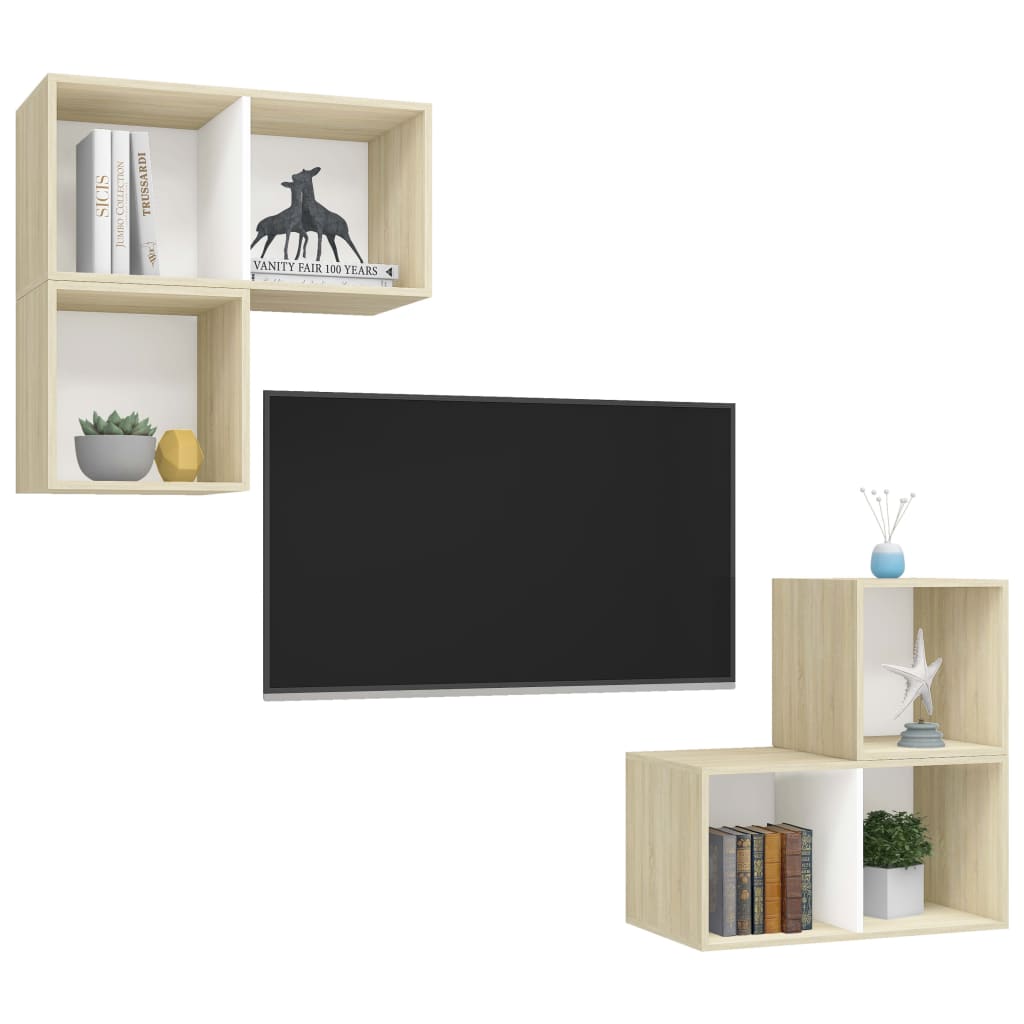 4-tlg. TV-Schrank-Set Weiß Holzwerkstoff
