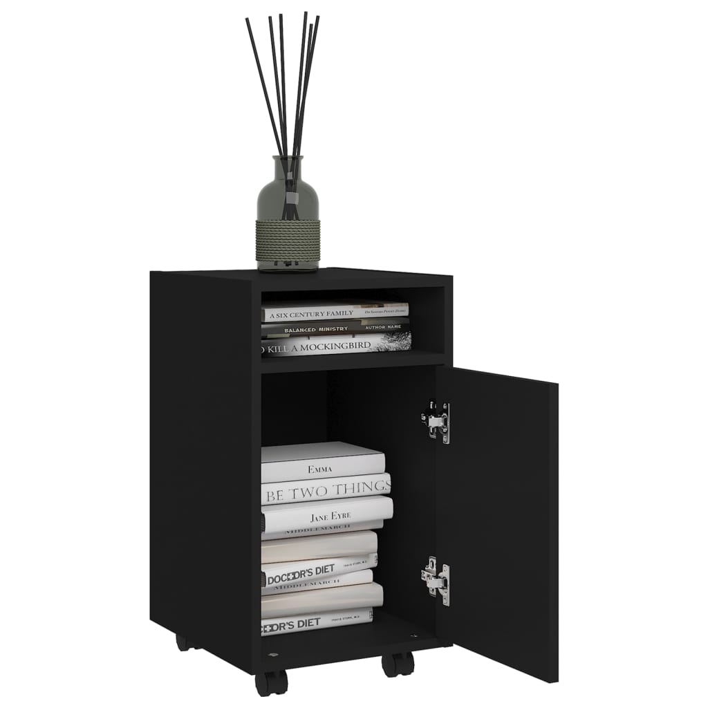 Beistellschrank mit Rollen Weiß 33x38x60 cm Holzwerkstoff