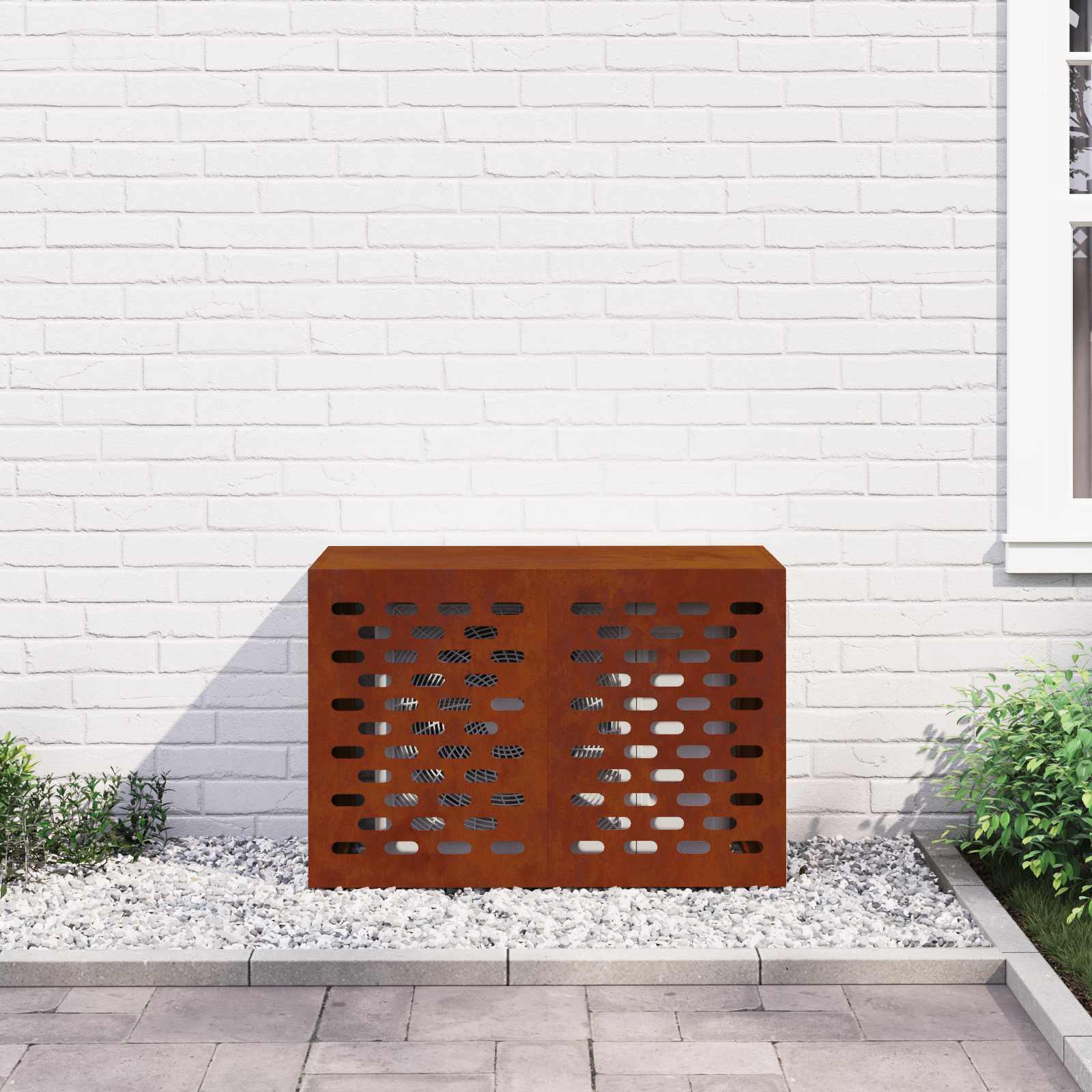 Klimaanlagenabdeckung Schwarz 90 x 40 x 60 cm Stahl