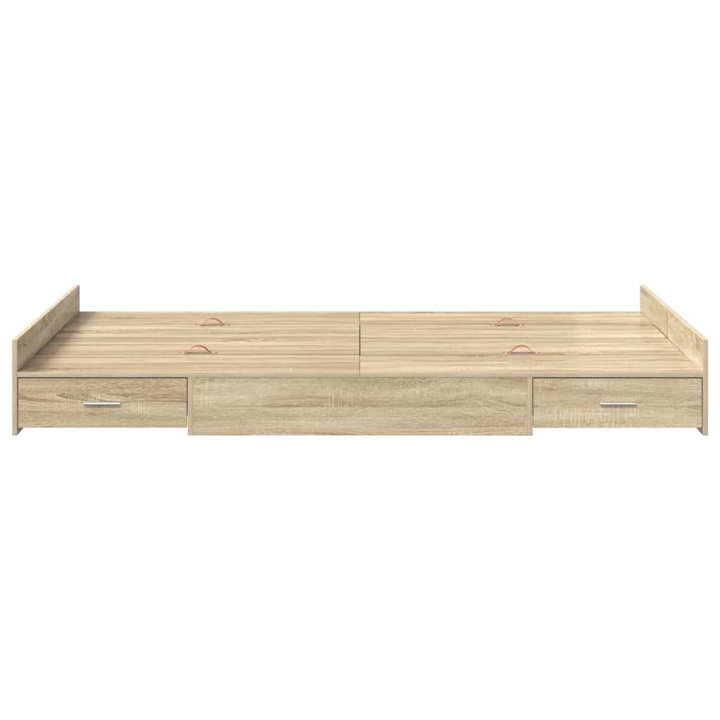Aufbewahrungsbettgestell Weiß 200 x 200 cm Holzwerkstoff