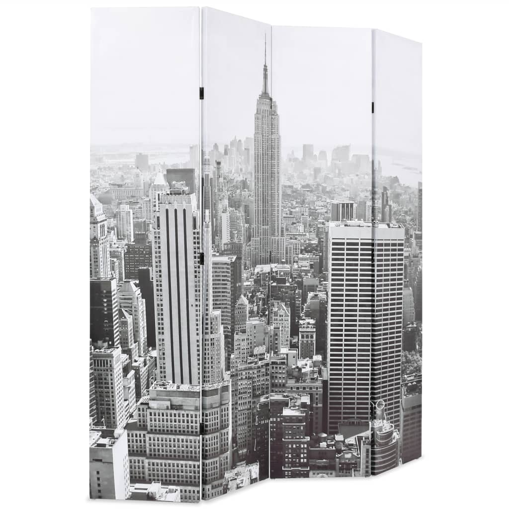 Raumteiler klappbar 120 x 170 cm New York bei Tag Schwarz-Weiß