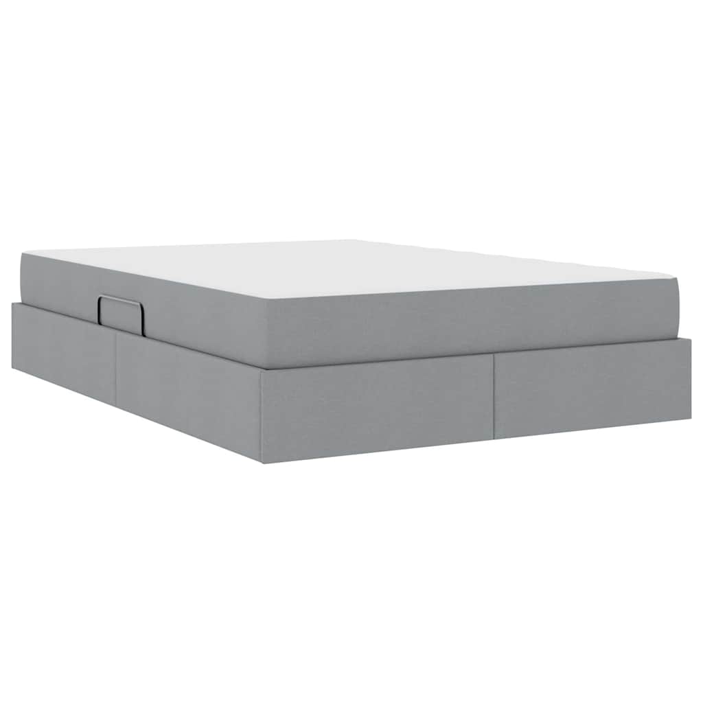 Aufbewahrungsbett mit Matratze Hellgrau 90 x 190 cm Polyester