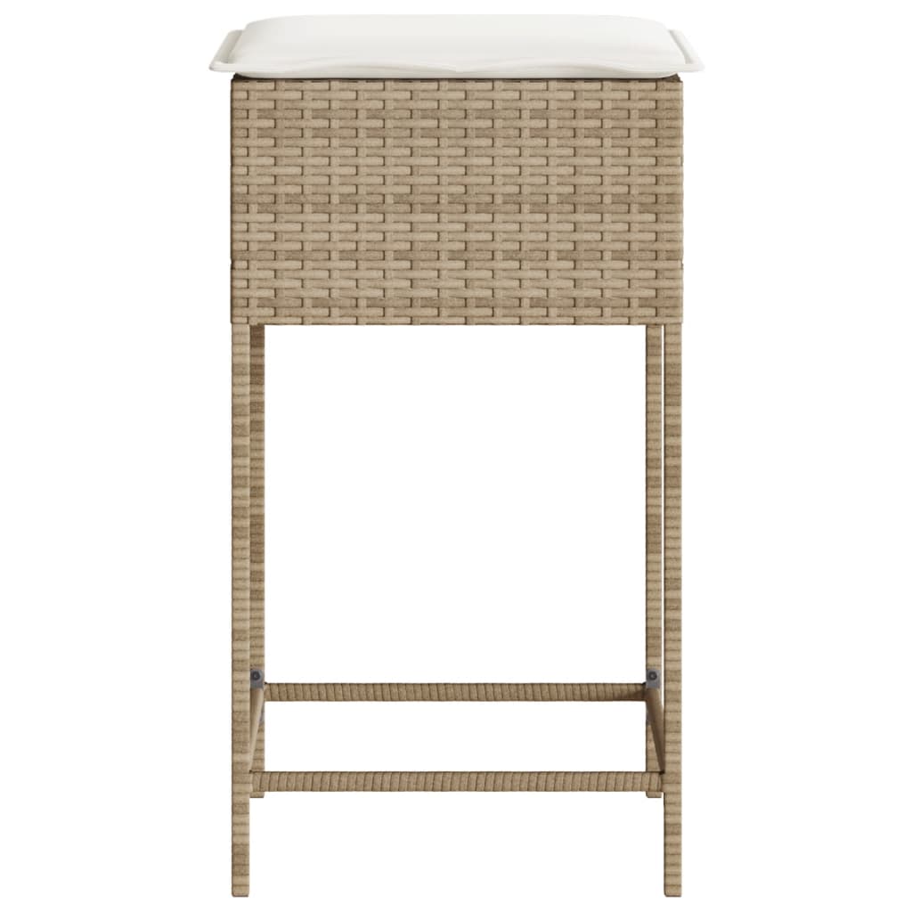 Garten-Barhocker mit Kissen 2 Stk. Schwarz Poly Rattan