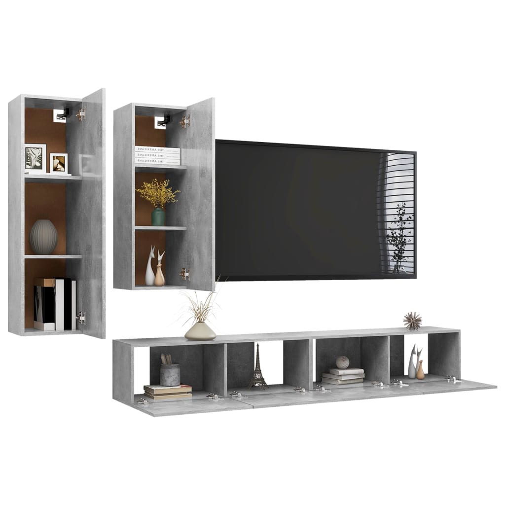 4-tlg. TV-Schrank-Set Weiß Holzwerkstoff