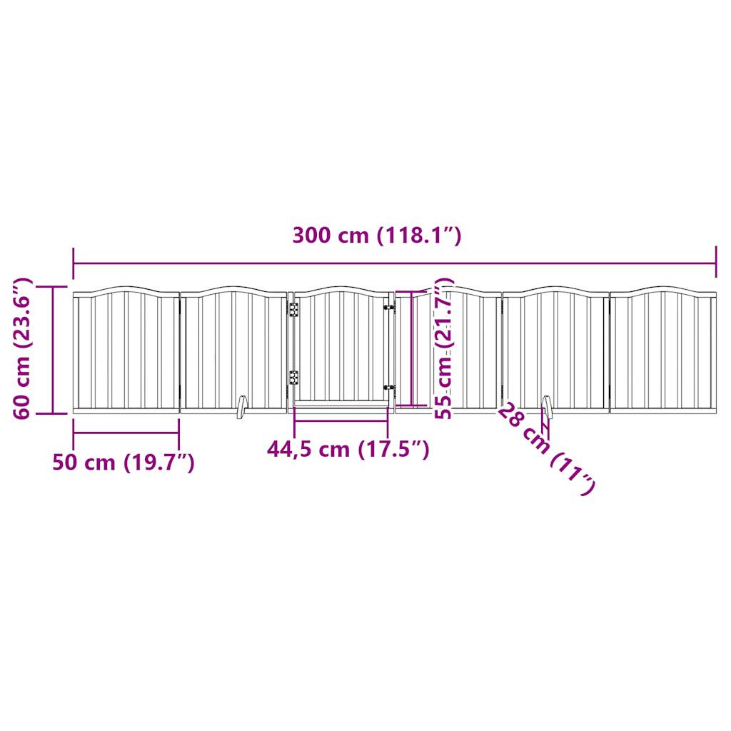 3-tlg. Hundetor Faltbar 150 cm Pappelholz