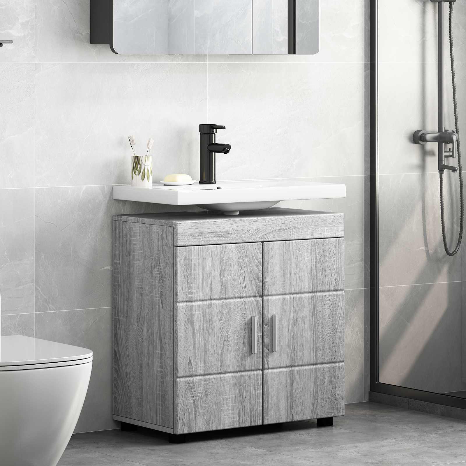 Badezimmermöbel-Set TULUM 2 pcs Weiß 60 x 34 x 63 cm