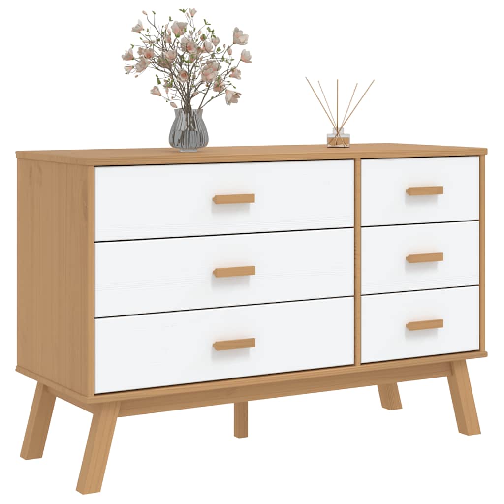 Schubladenschrank OLDEN Braun Massivholz Kiefer