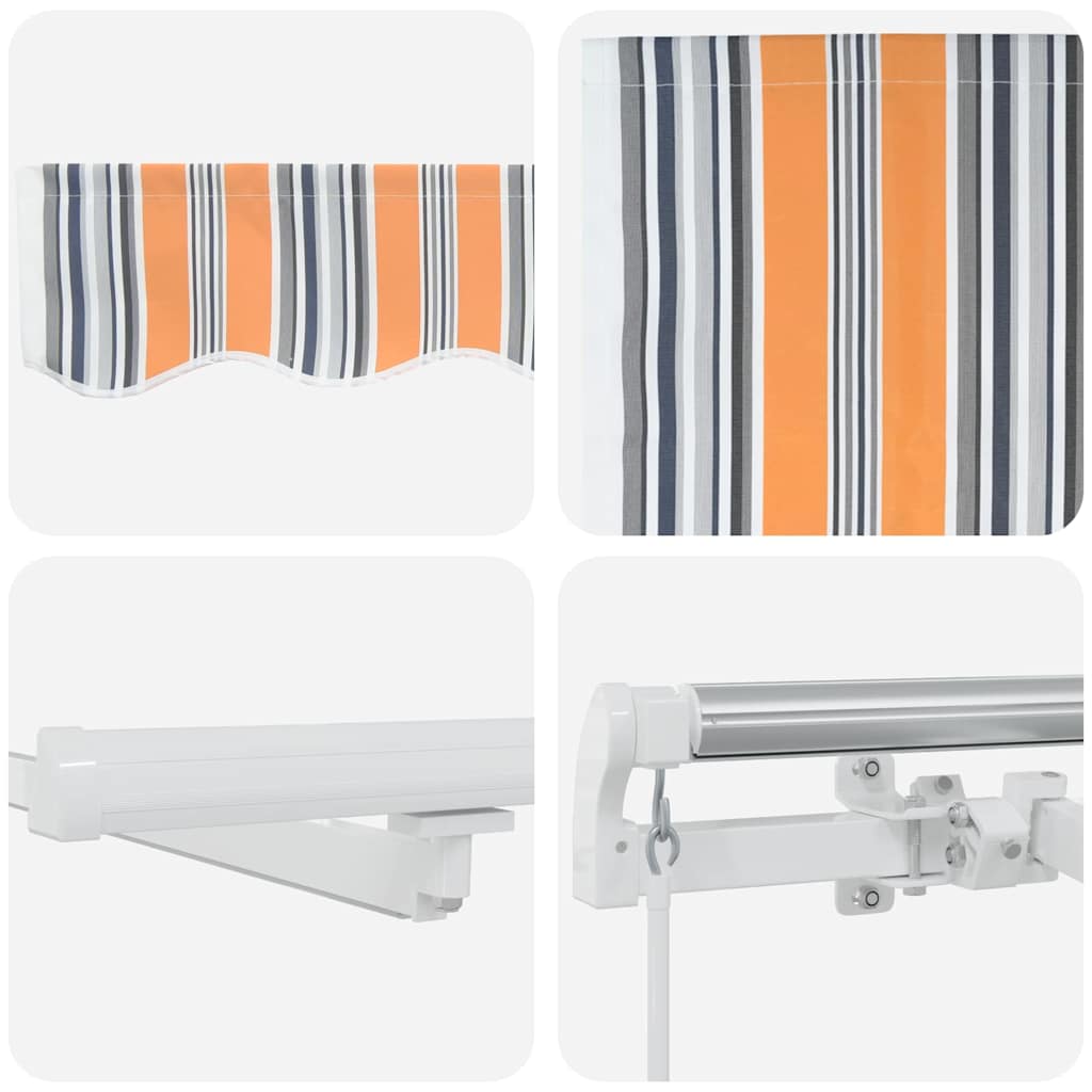 Markise Manuell Einziehbar mit LED 300x250 cm Blau und Weiß