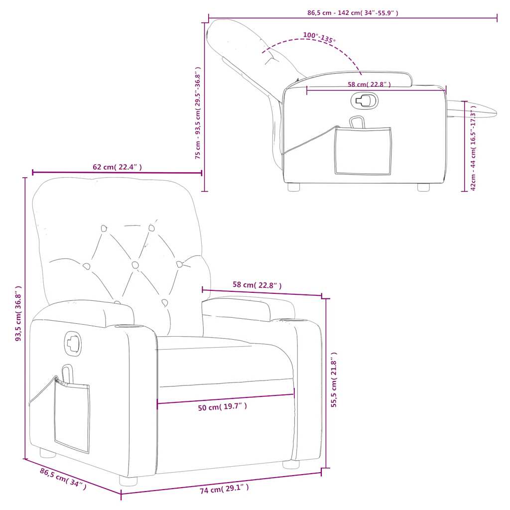 Massage-Relaxsessel, Kunstleder, Schwarz