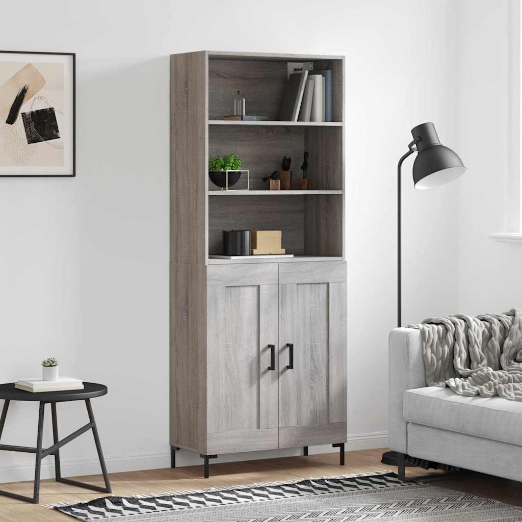 Highboard Hochglanz-Weiß 69,5x34x180 cm Holzwerkstoff
