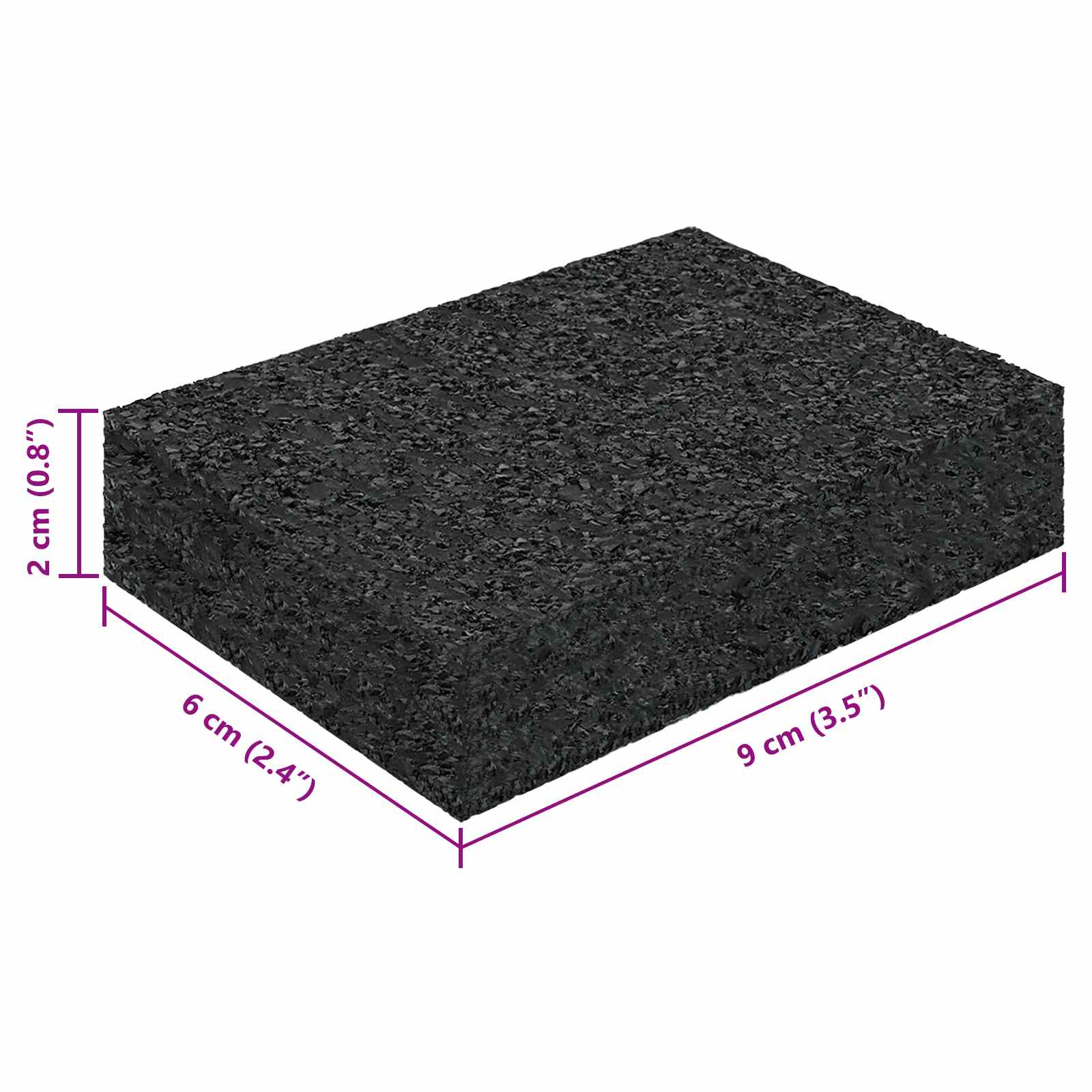Gummigranulat-Patiopad Schwarz 6 x 9 x 0,3 cm Gummi