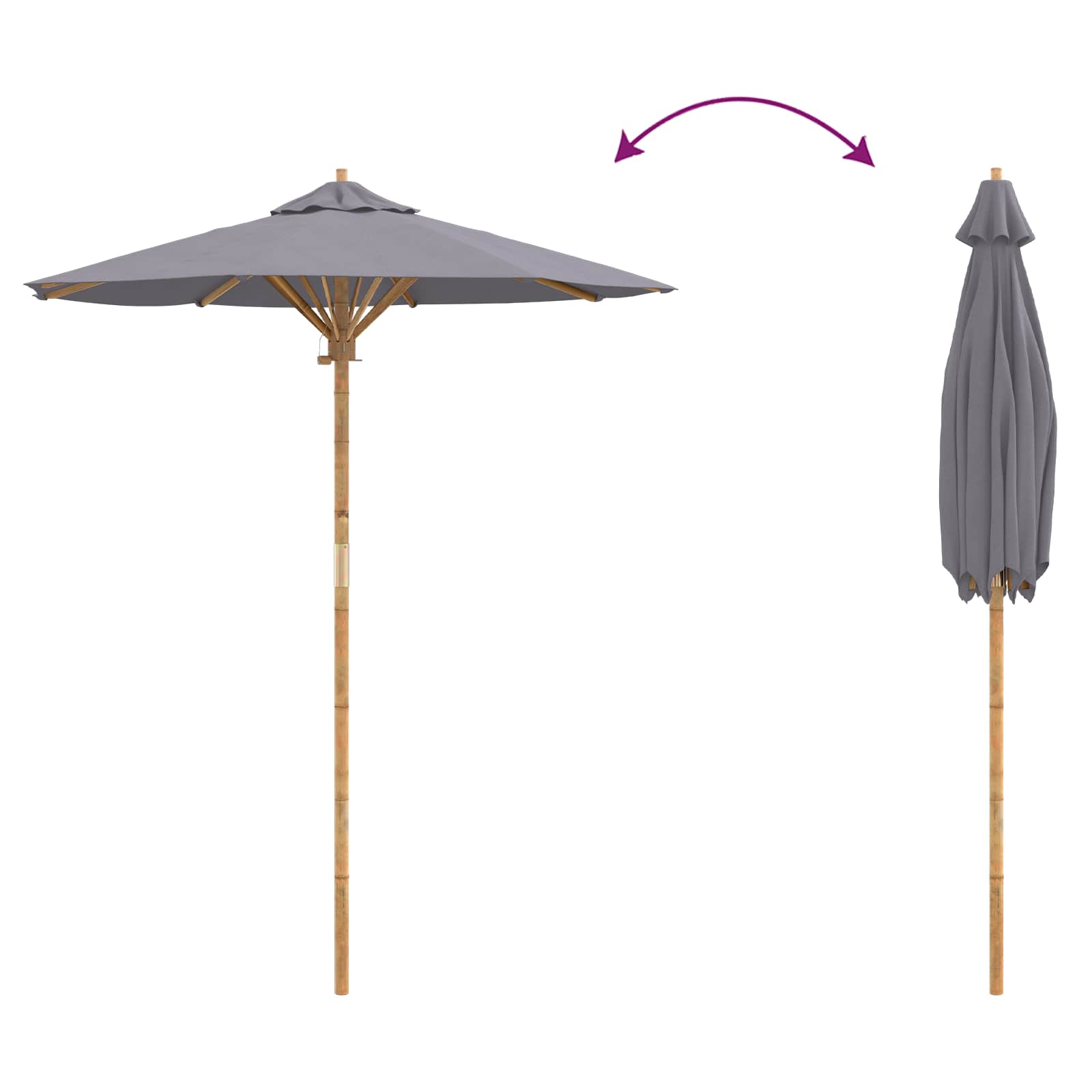 Garten-Sonnenschirm Cremeweiß Ø 150 x 210 cm Bambus