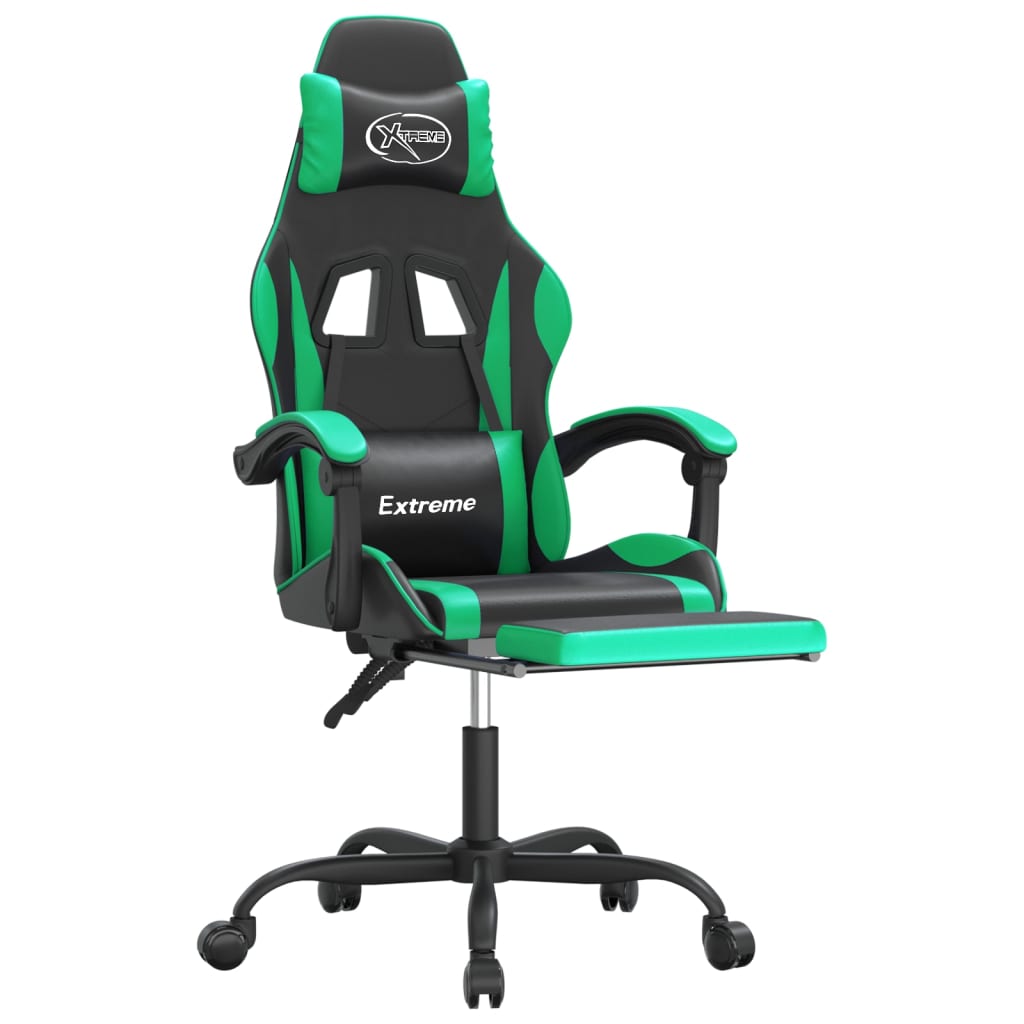 Gaming-Stuhl Drehbar Schwarz und Grün Kunstleder