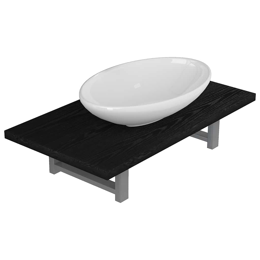2-tlg. Badmöbel-Set Keramik Weiß