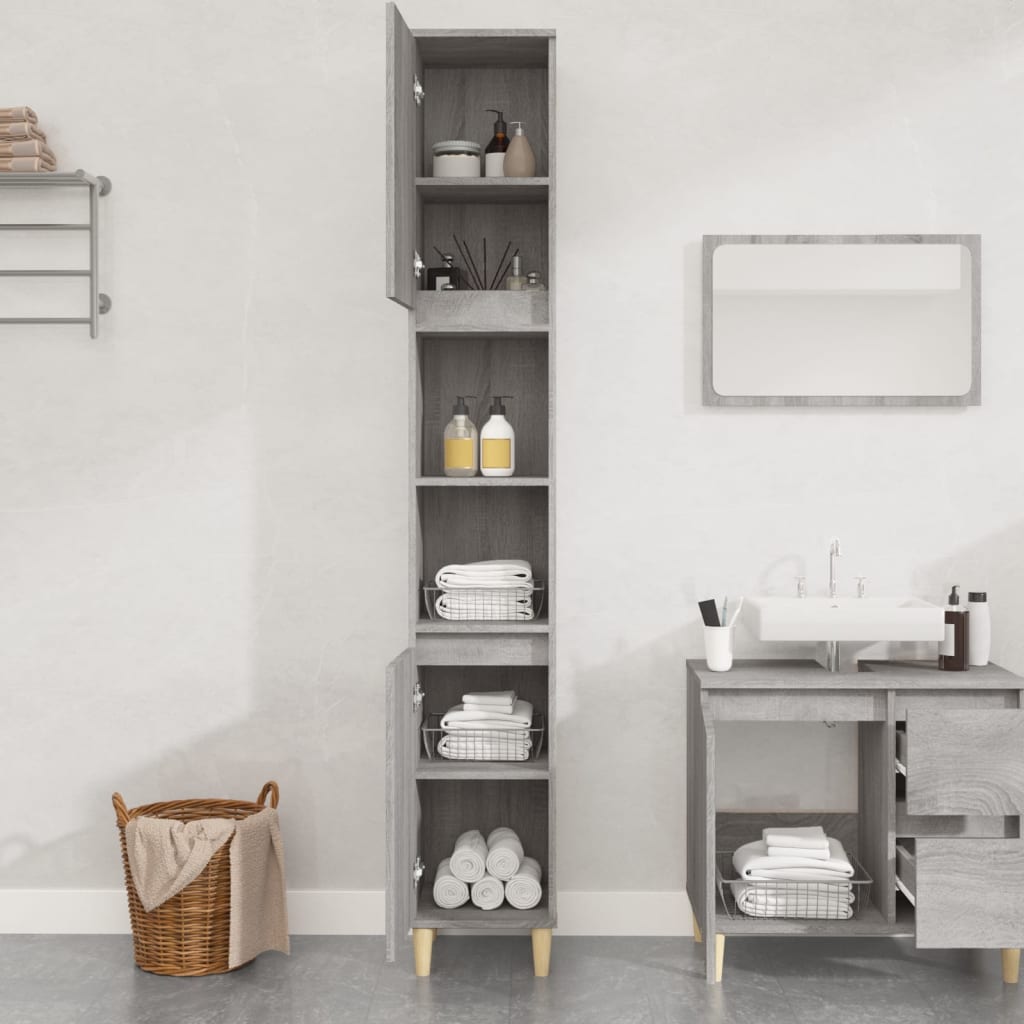 Badschrank Weiß 30x30x190 cm Holzwerkstoff