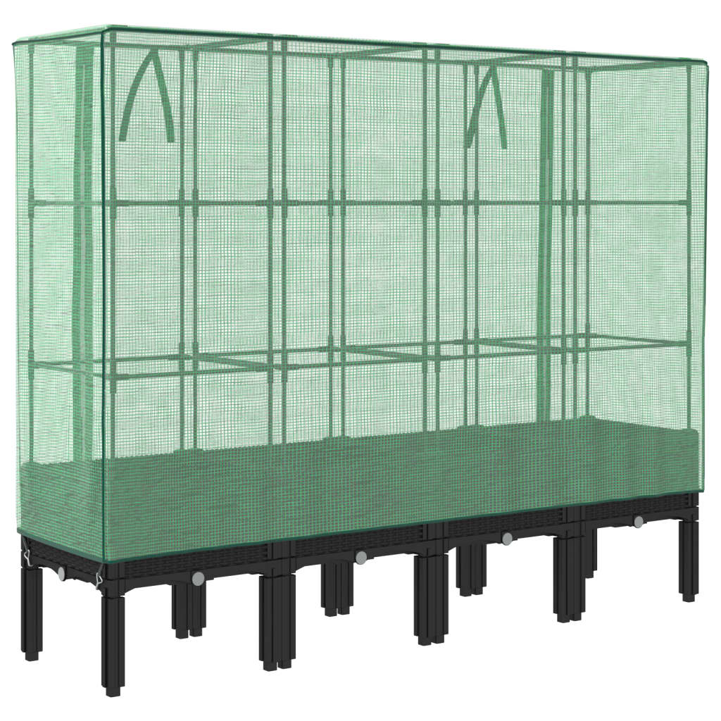Hochbeet mit Gewächshaus-Aufsatz Rattan-Optik 40x40x140 cm