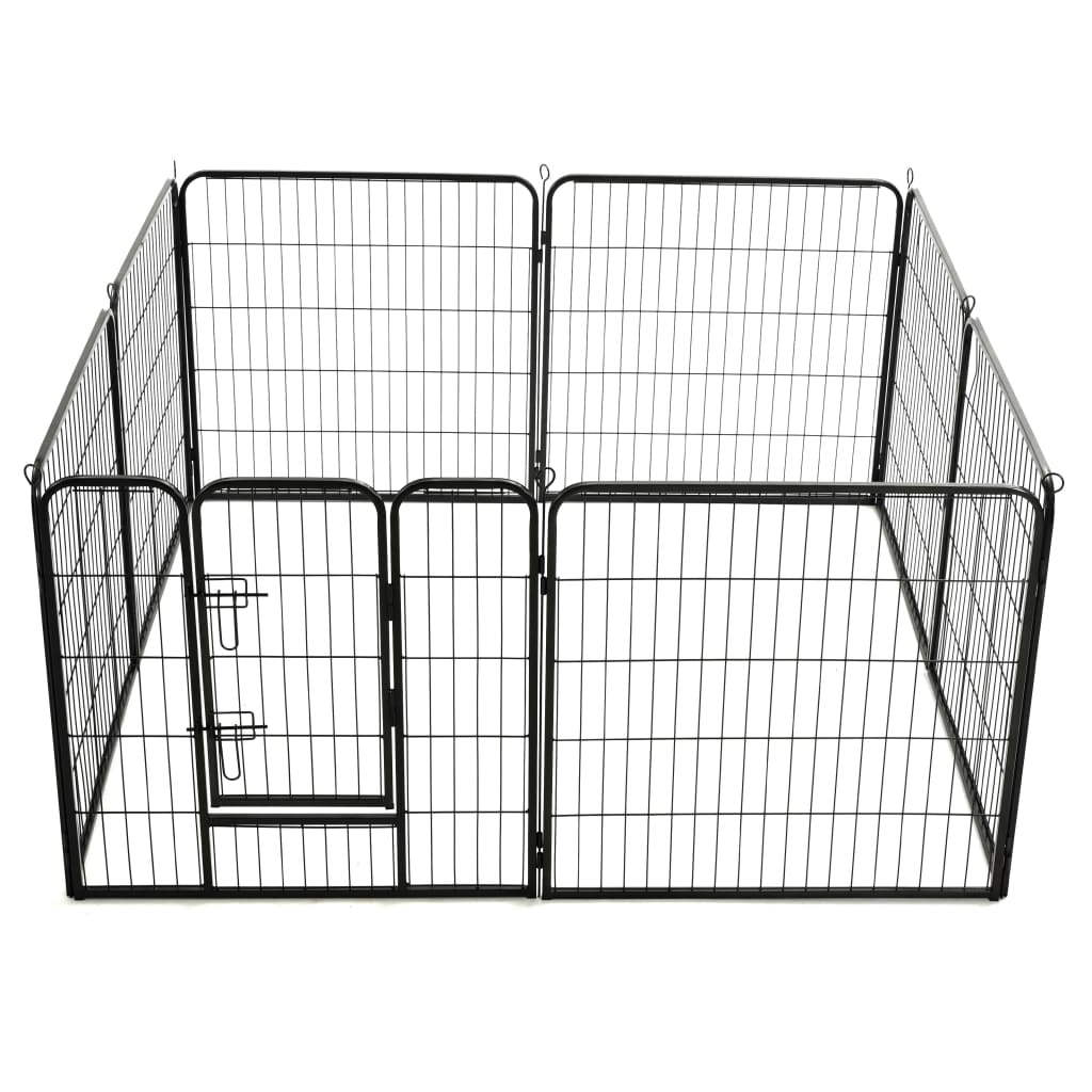 Hunde-Laufgitter 8 Paneele Stahl 60 x 80 cm Schwarz