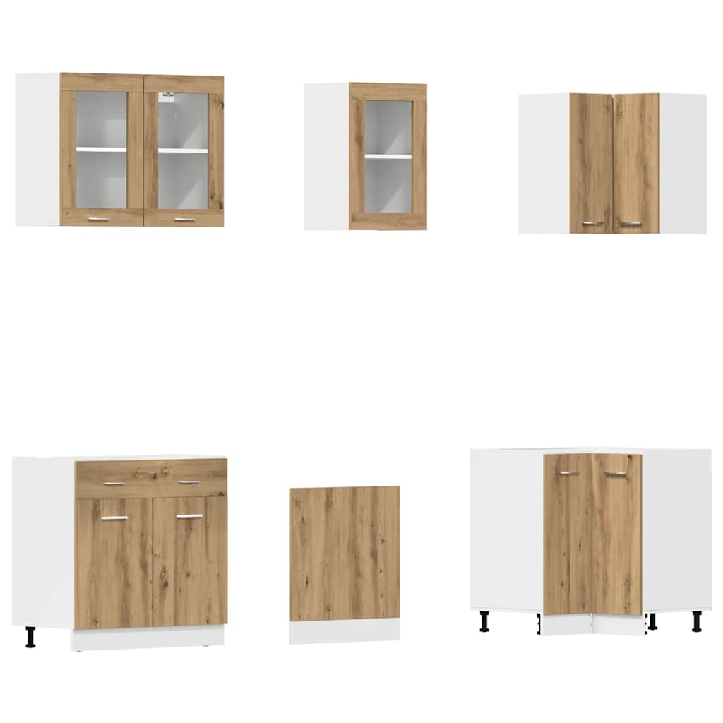 11-tlg. Küchenzeile Lyon Weiß Holzwerkstoff
