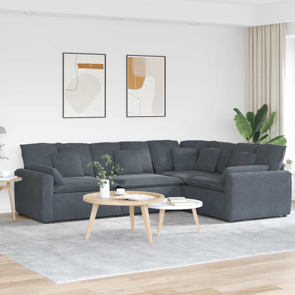 Modulares Sofa mit Kissen Samt Blau