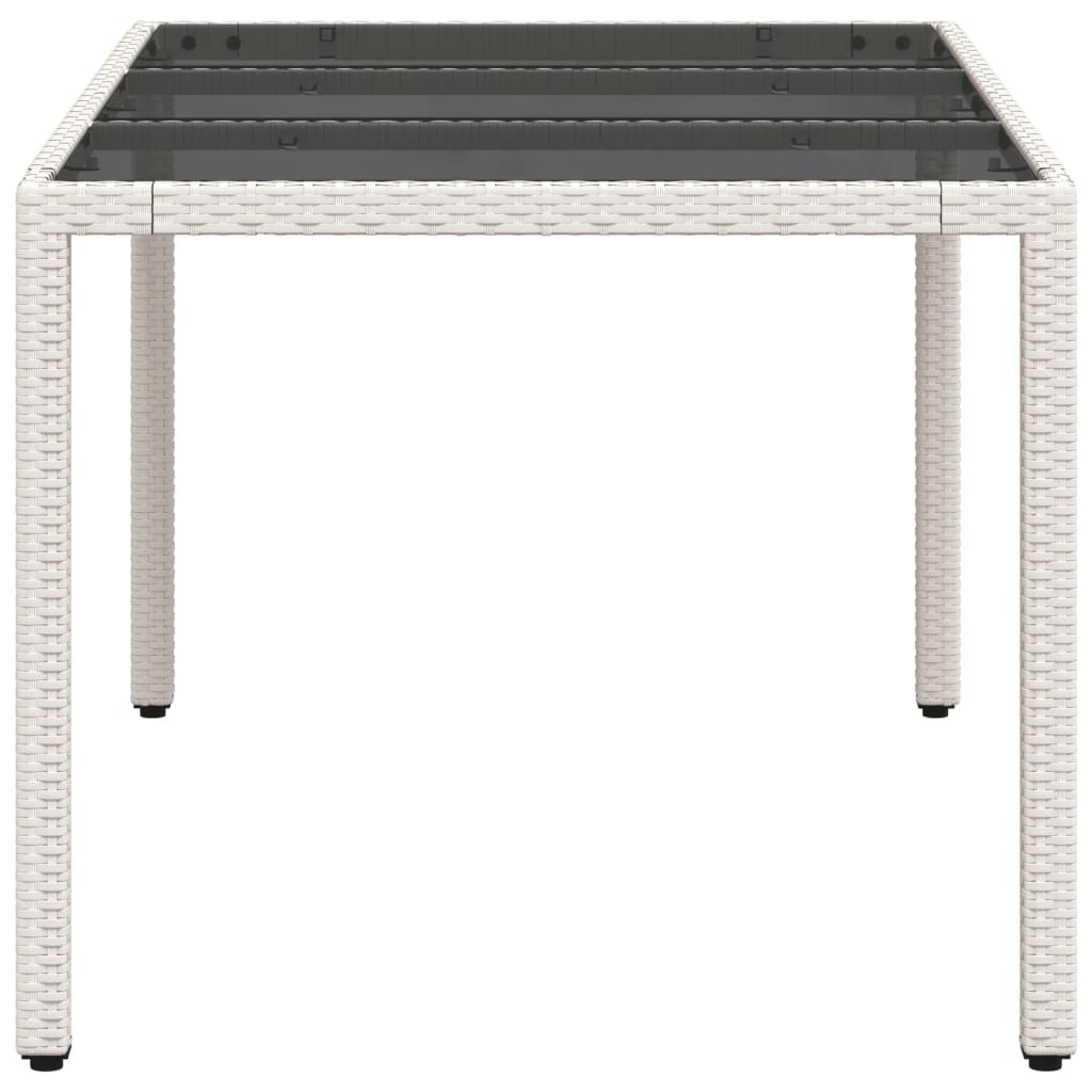 Gartentisch 150x90x75 cm Hartglas und Poly Rattan Schwarz