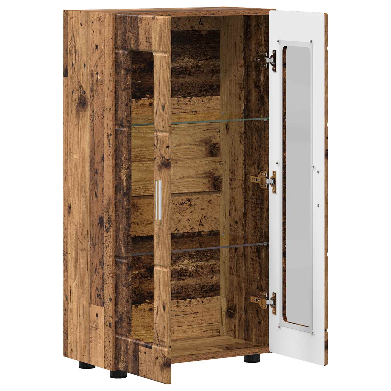 Highboard mit Regal FLORIN Weiß 60 x 35 x 182 cm Holzwerkstoff