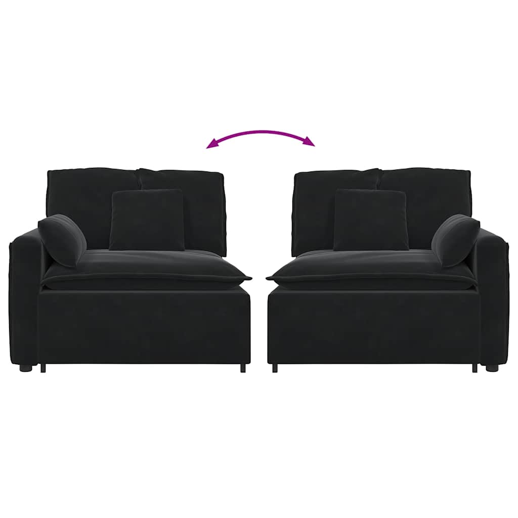 Modulares Sofa Endmodul mit Armlehne Kissen Blau 100 cm