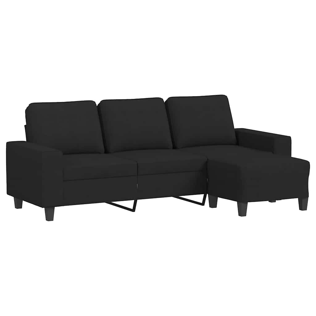 3-Sitzer-Sofa mit Hocker Hellgrau 180 cm Stoff
