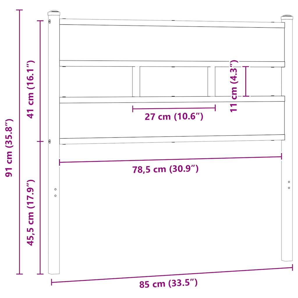 Ersatz-Kopfteil Räuchereiche 100 cm Eisen und Holzwerkstoff